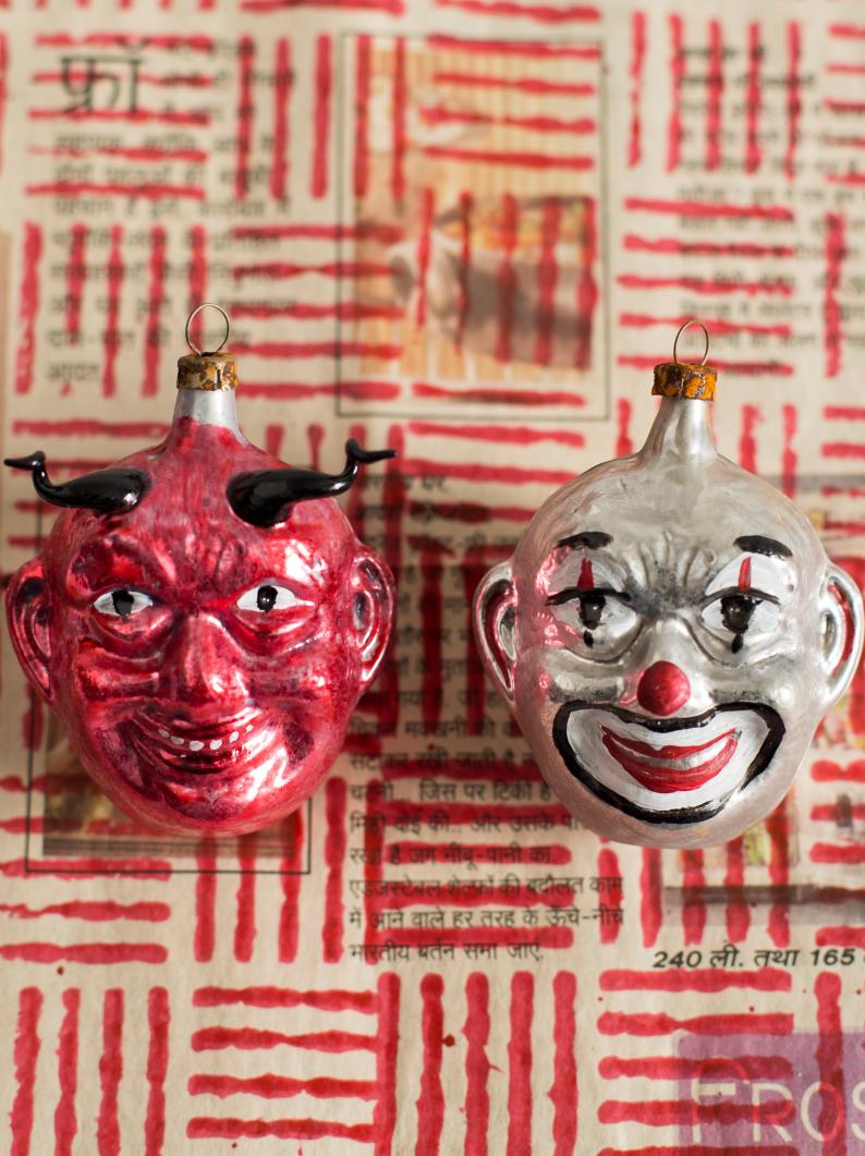 Glass Clown & Devil Decorations