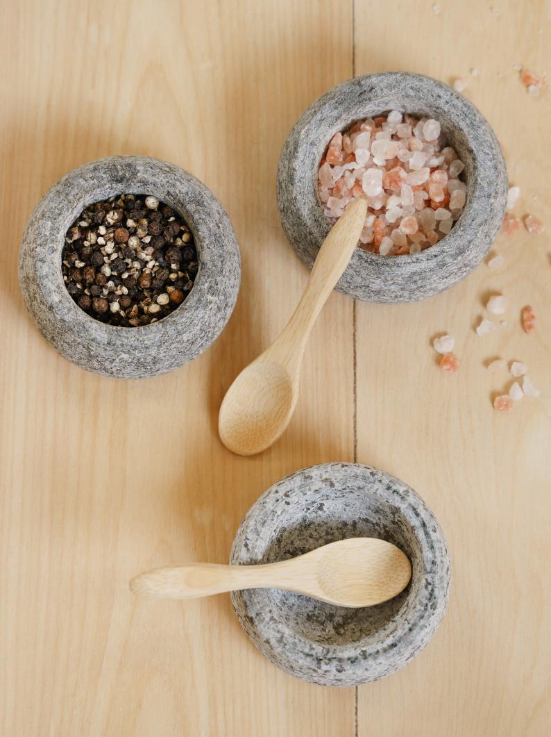 Granite Salt & Bamboo Spoon