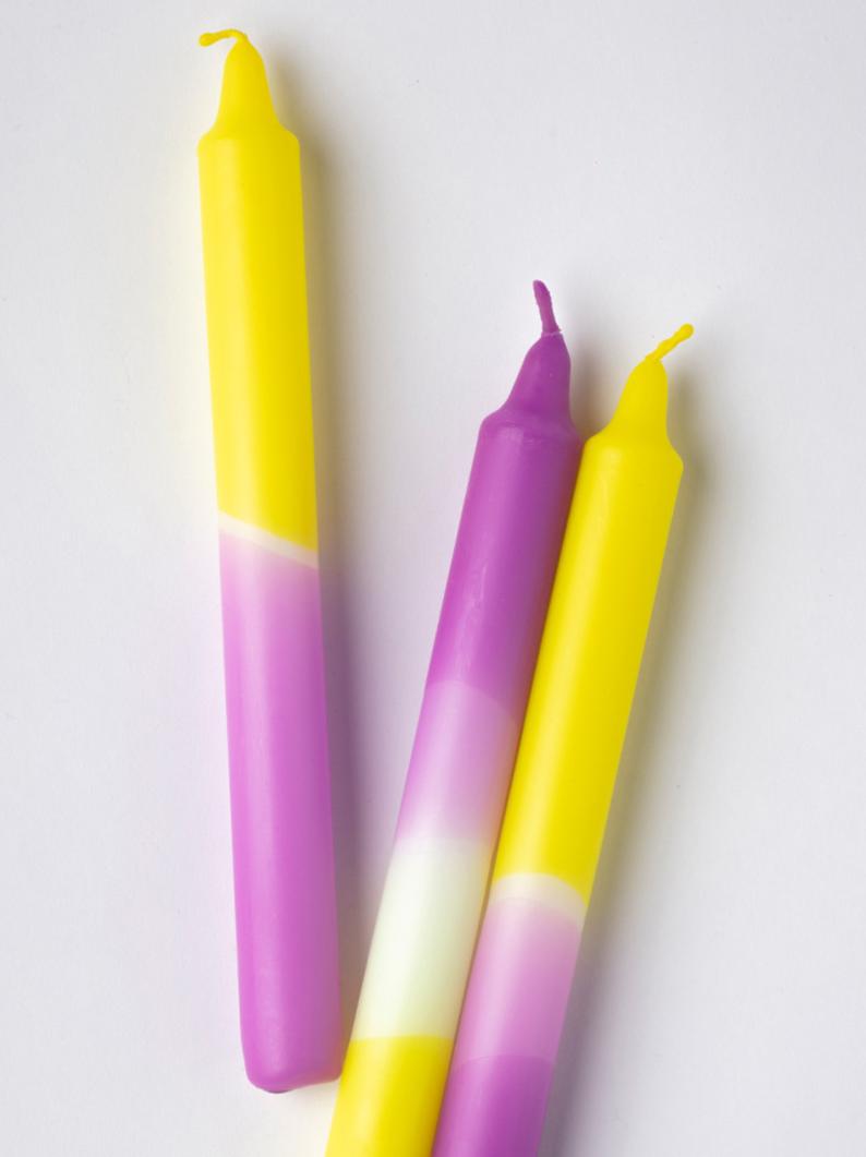 Box of 3 Neon Dip Dye Candles